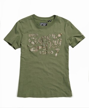 Superdry Dry Camo Script Női Pólók Olivazöld | IASBN7482